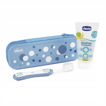 Szczoteczka i pasta do zębów jabłko-banan w etui Chicco dla dzieci