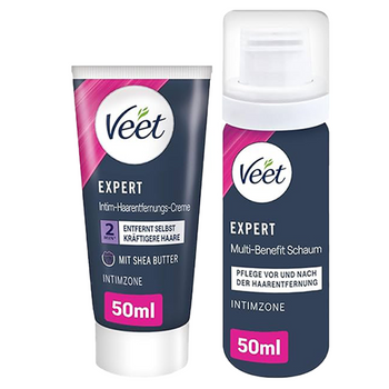 Zestaw do depilacji Veet Expert z Masłem Shea krem 50 ml + pianka 50 ml