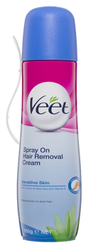 Krem do depilacji w sprayu do skóry wrażliwe Veet z łopatką 150 ml