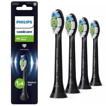 4xKońcówki do szczoteczki Philips Sonicare W2 Optimal White Black HX6064/88 Ecopack