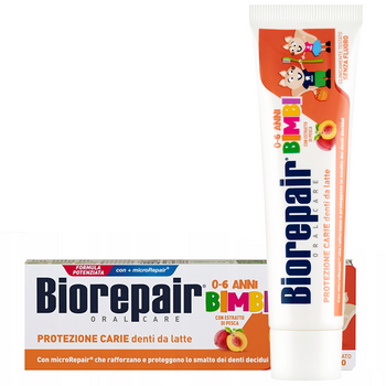 Pasta do zębów dzieci 0-6 lat BIOREPAIR Kids bez fluoru Brzoskwinia 50 ml