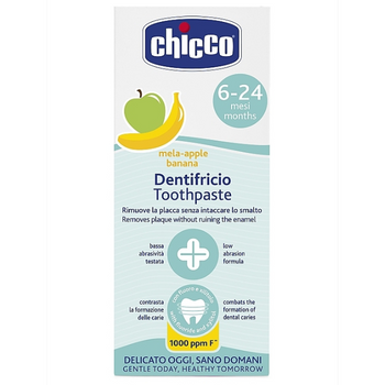 Bananowo - jabłkowa pasta do zębów Chicco dla dzieci 6-24 miesięcy
