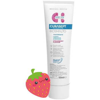 Pasta dla dzieci Curasept Biosmalto Kid Truskawka bez fluoru 50 ml
