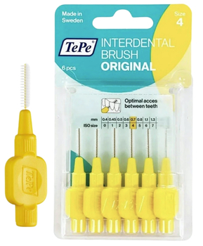 Szczoteczki międzyzębowe 6szt. TePe żółty 0,7 mm, rozmiar 4